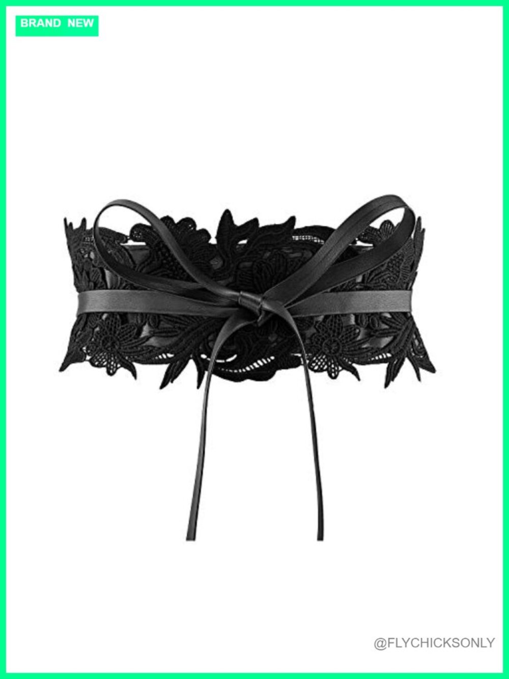 Faux Leather Lace Waist Belt with Bowknot Tie Wrap Cinch Wide Belt for Dresses